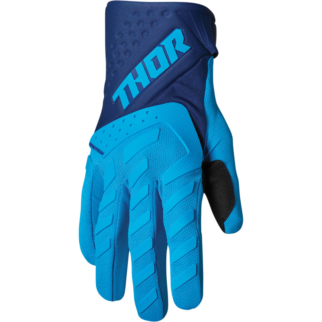 THOR Youth Spectrum Gloves Blue/Navy - Back of Hand View