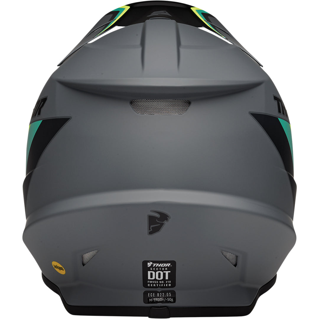 THOR Sector Runner MIPS® Helmet Gray/Teal - Rear View