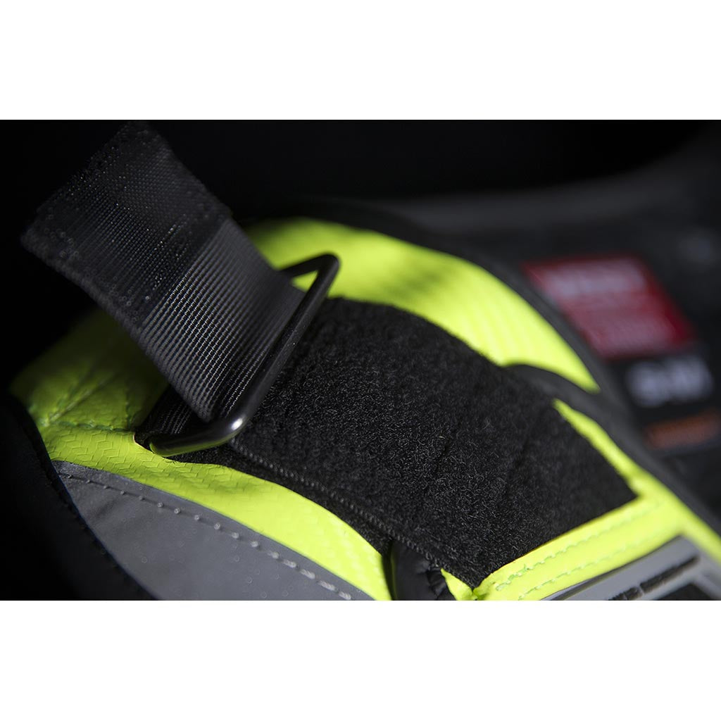 ICON Stryker Vest Yel - Close-Up of Shoulder Velcro Strap