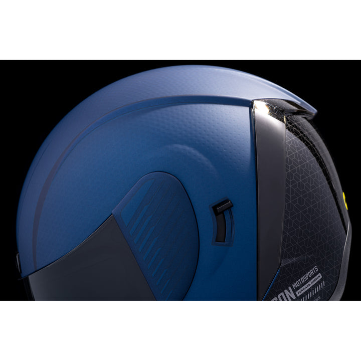 ICON Airform™ Counterstrike MIPS® Helmet Blue - Close-Up of Left Side Details