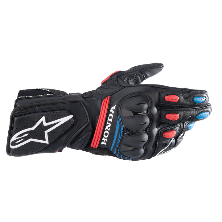 Alpinestars Honda SP-8 v3 Gloves Black/Red/Blue - Back of Hand View