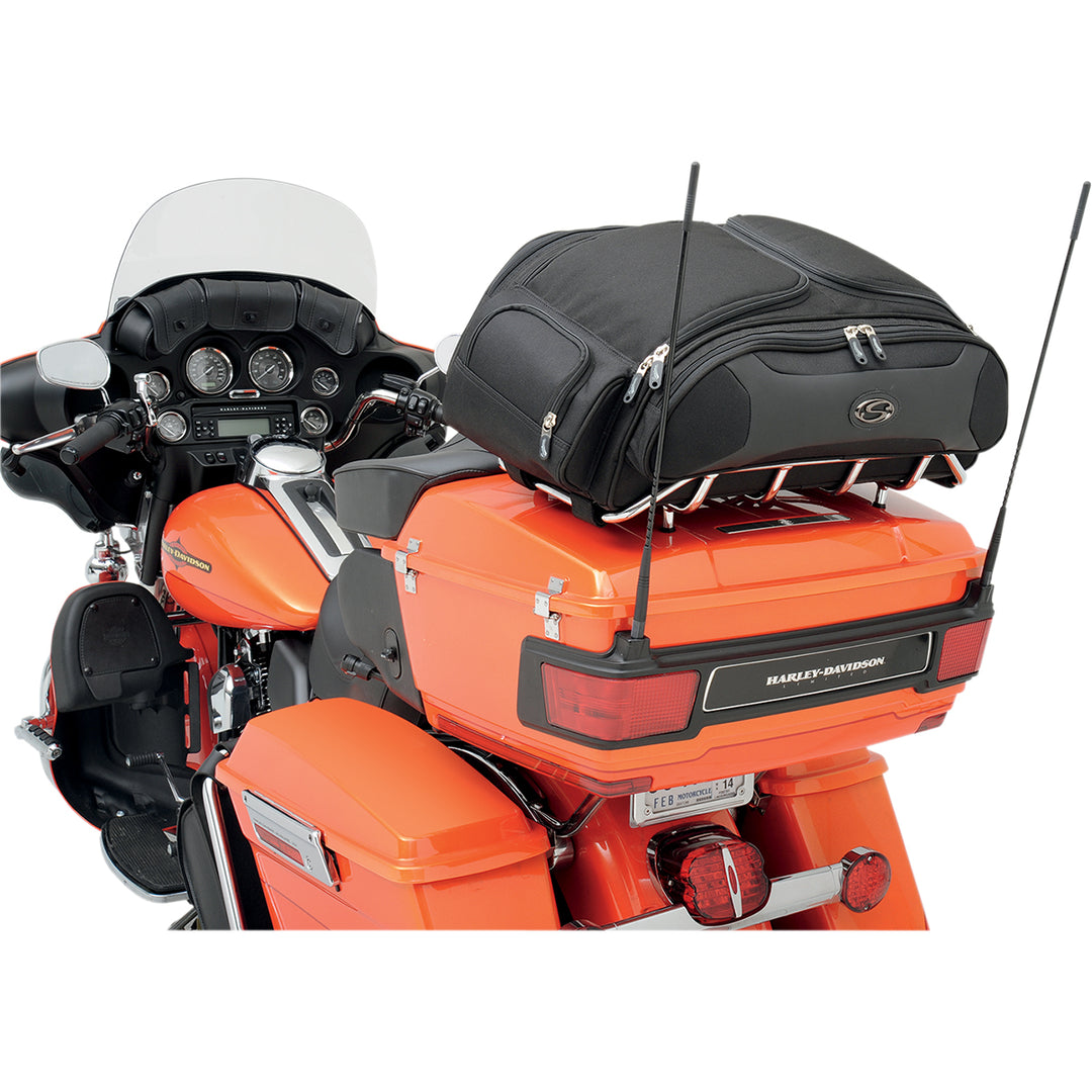 SADDLEMEN FTB3300 Sport Trunk and Rack Bag - Rear View Attached to Rear Trunk Rack