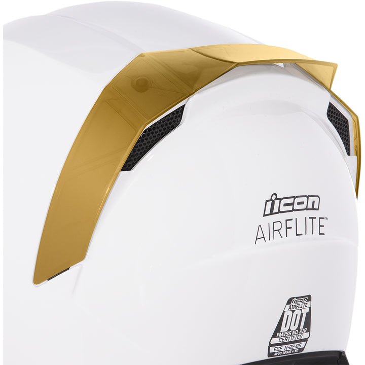 ICON Airflite™ Helmet Rear Spoiler RST Bronze - Rear Side View of Spoiler Installed on White Helmet