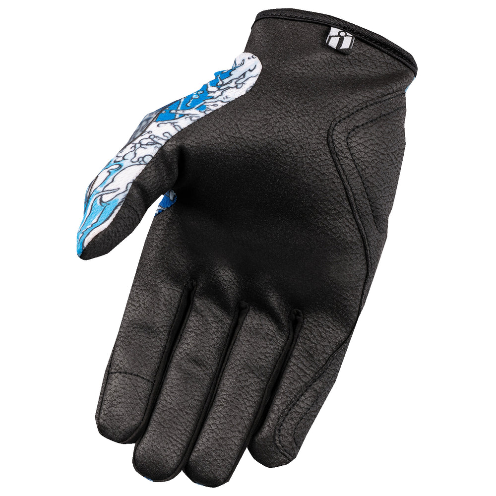 ICON Hooligan Dino Fury Gloves Blue - Palm View
