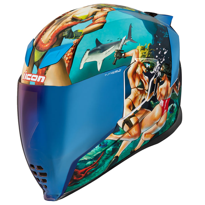 ICON Airflite™ Pleasuredome4 Helmet Blue - Front Left Side View