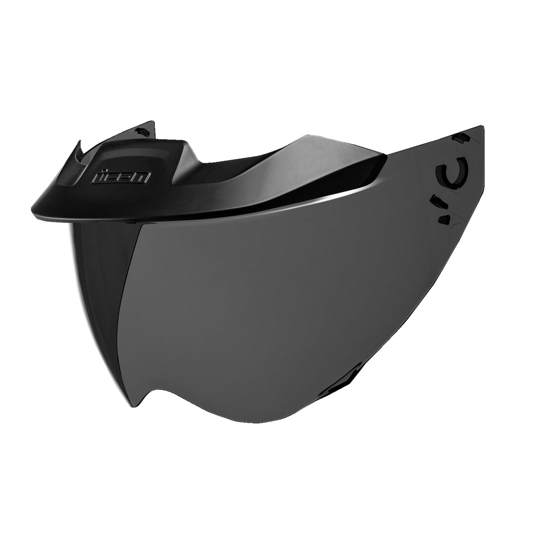 ICON Domain™ Helmet 22.06 MotoShield™ Dark Smoke - Front Side View
