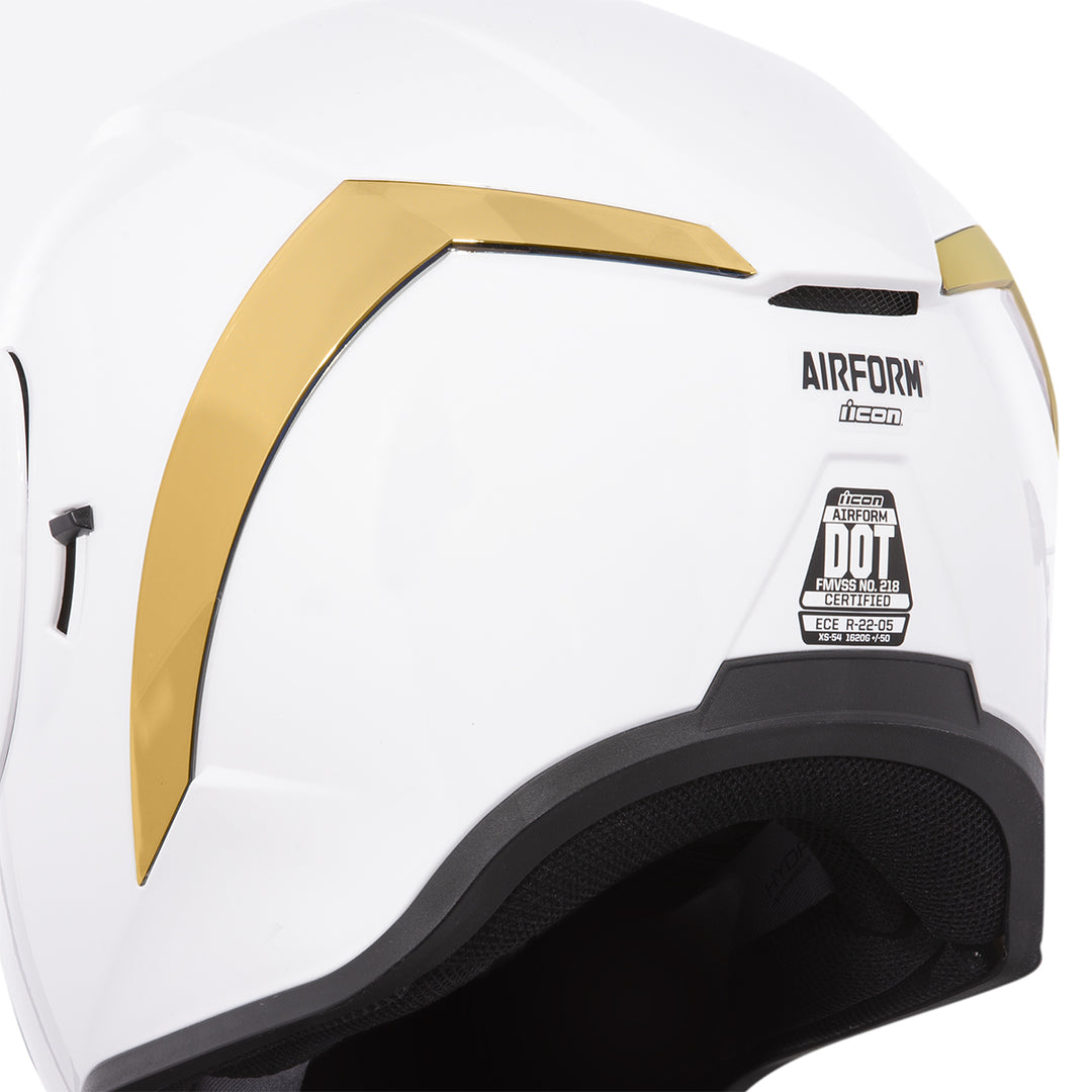 ICON Airform™ Helmet Rear Spoiler RST Bronze - Rear Side View of Spoiler Set Installed on White Helmet