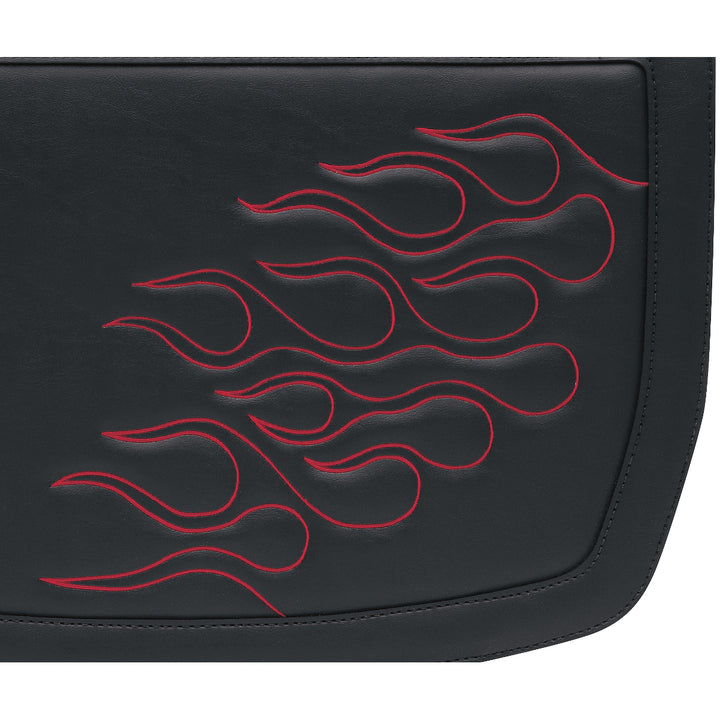 SADDLEMEN Highwayman Tattoo Saddlebags Red - Close-Up of Flame Graphic