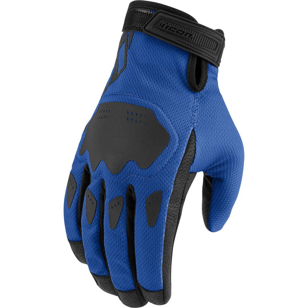 ICON Hooligan CE Gloves Blue - Back of Hand View