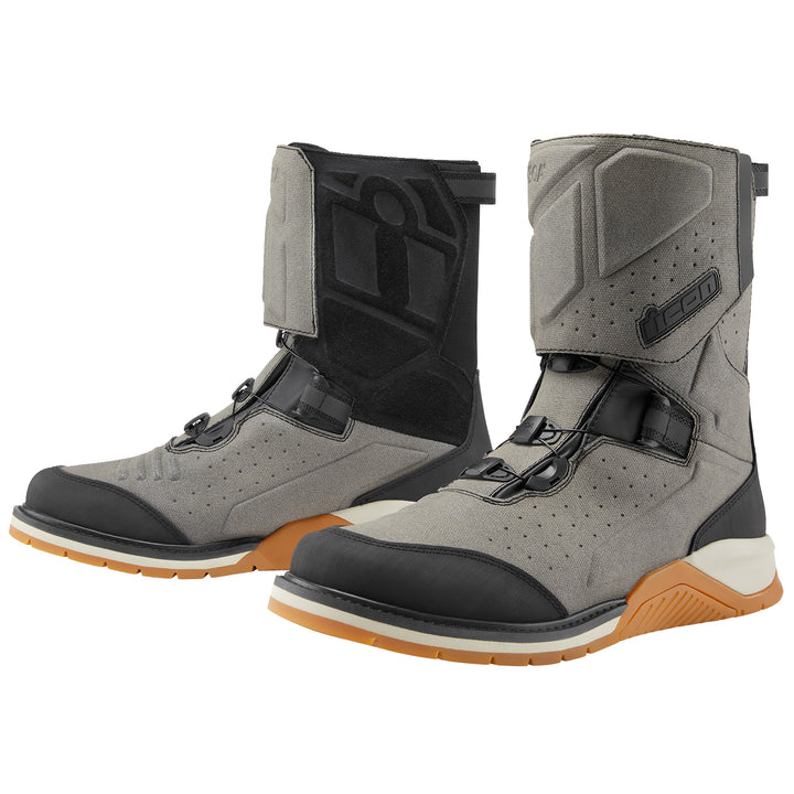 ICON Alcan Waterproof Boots Gray - Front Side View of Pair