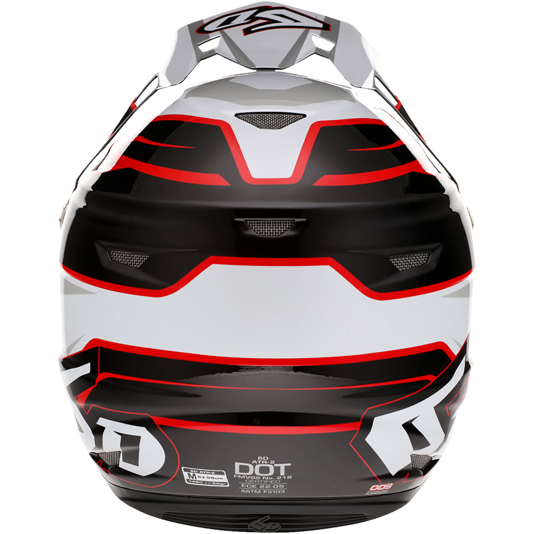 6D Helmets ATR-2 Phase Helmet White/Red - Rear View