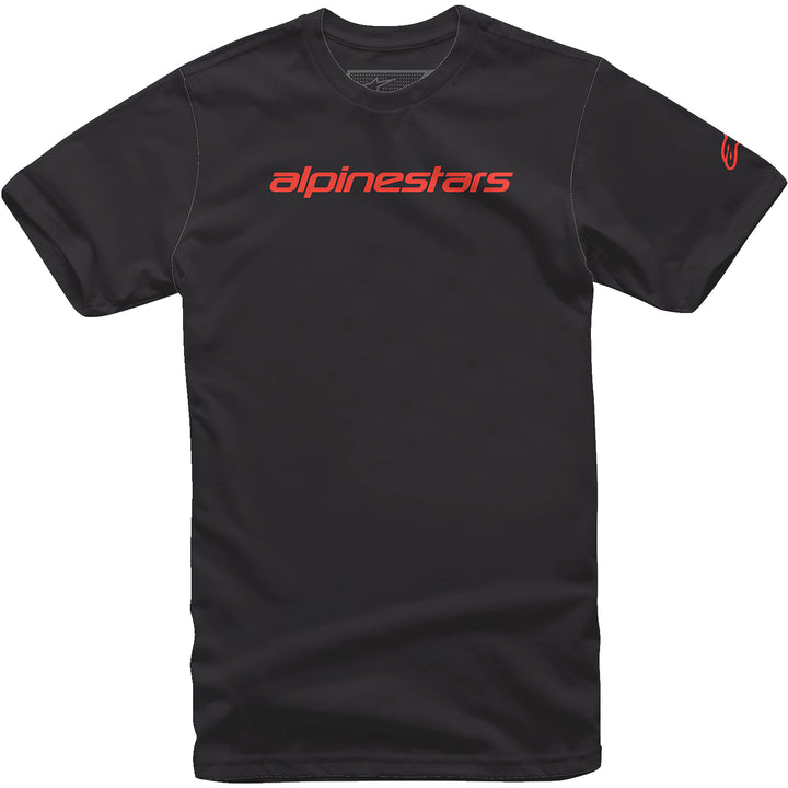 Alpinestars Linear Wordmark T-Shirt Black/Warm Red - Front View