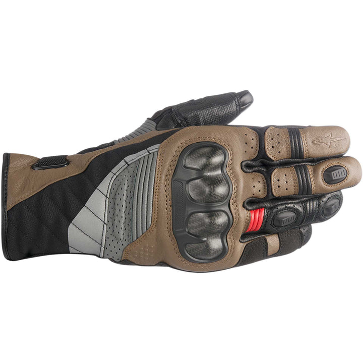 Alpinestars Belize Drystar® Gloves Black/Brown/Red - Back of Hand View
