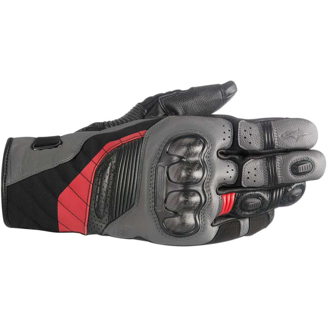 Alpinestars Belize Drystar® Gloves Black/Gray/Red - Back of Hand View