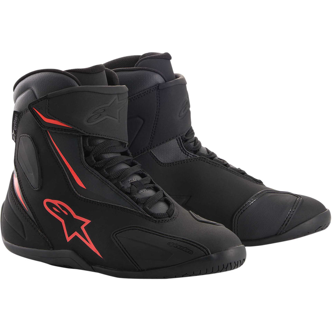 Alpinestars Fastback 2 DRYSTAR® Waterproof Shoes Black/Red - Front Side View of Pair