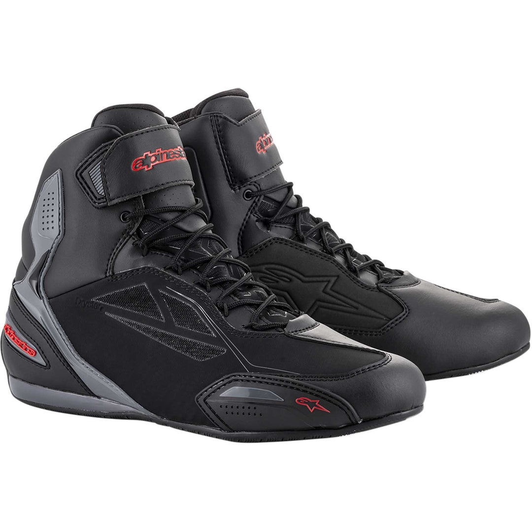 Alpinestars Faster-3 DRYSTAR® Riding Shoes Black/Gray/Red - Front Side View of Pair
