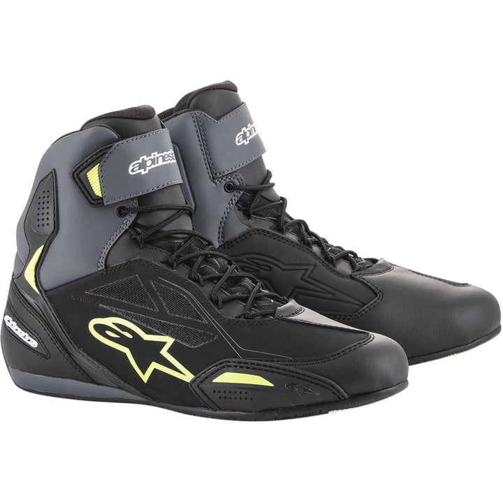 Alpinestars Faster-3 DRYSTAR® Riding Shoes Black/Gray/Yellow - Front Side View of Pair