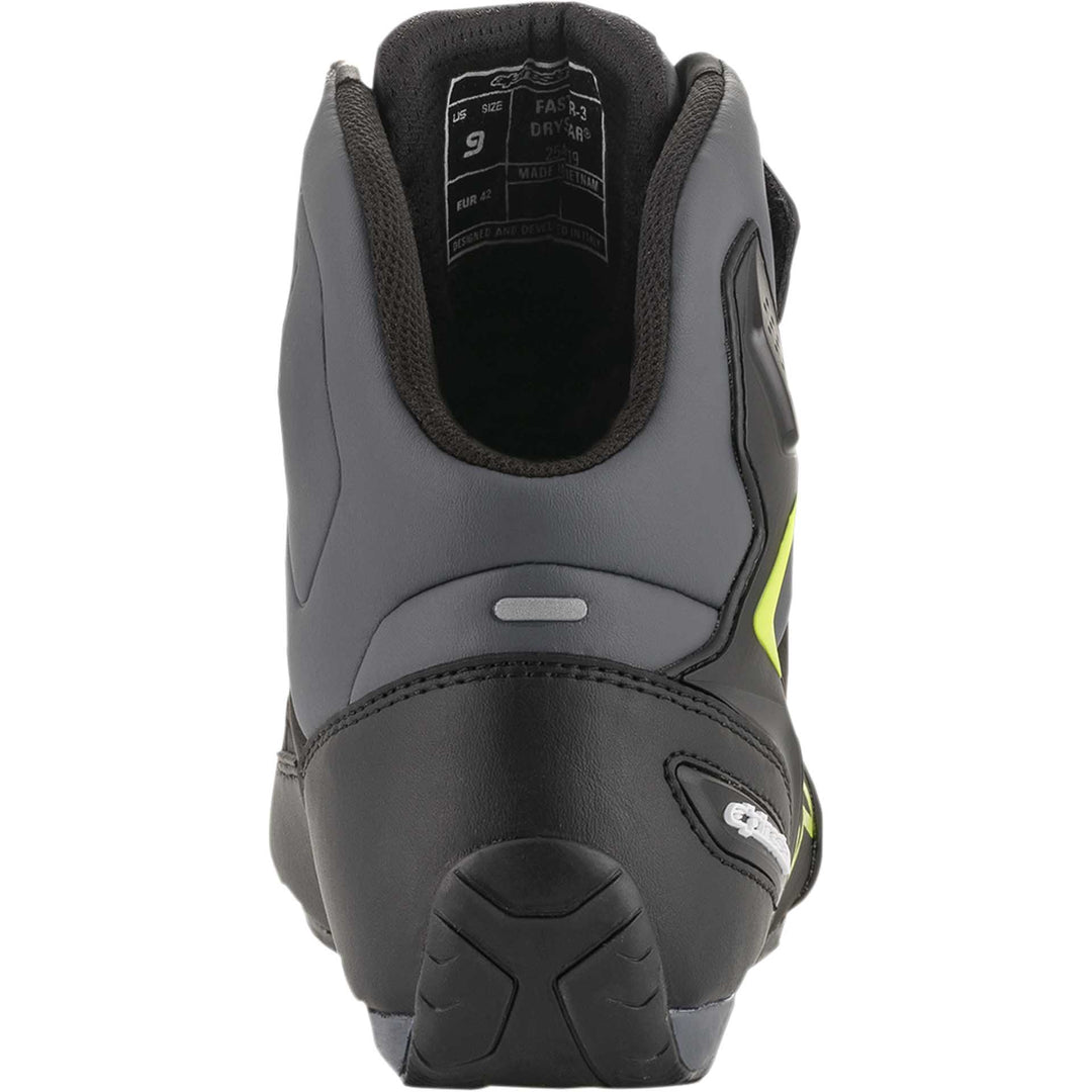 Alpinestars Faster-3 DRYSTAR® Riding Shoes Black/Gray/Yellow - Rear View