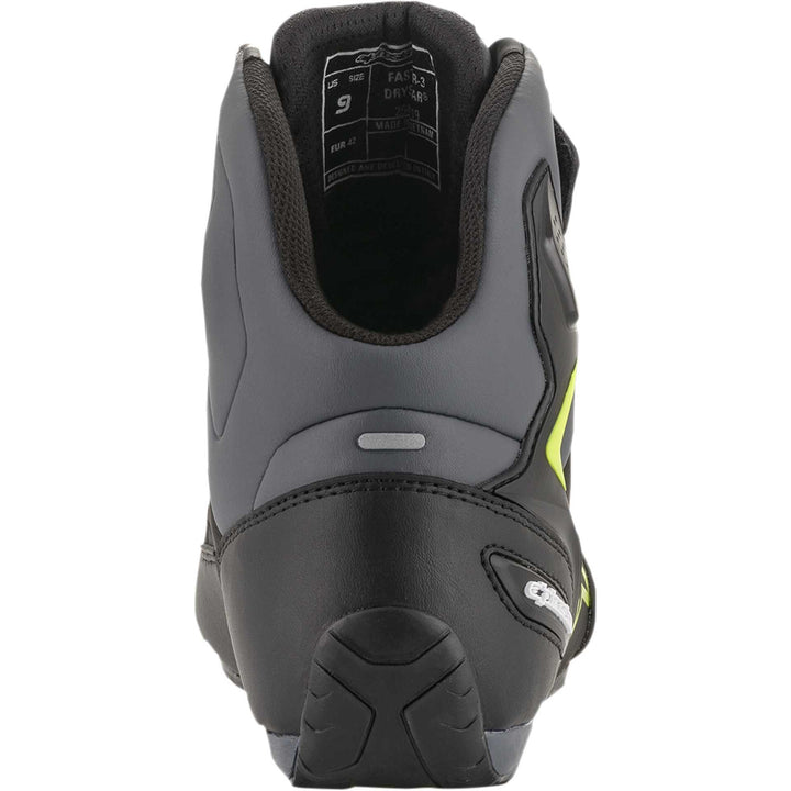Alpinestars Faster-3 DRYSTAR® Riding Shoes Black/Gray/Yellow - Rear View