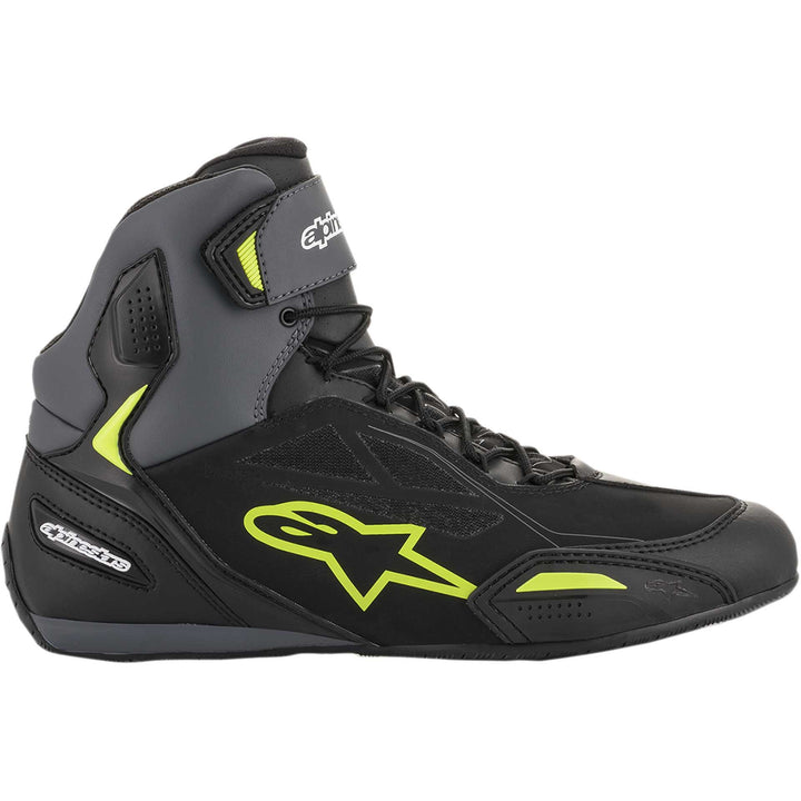 Alpinestars Faster-3 DRYSTAR® Riding Shoes Black/Gray/Yellow - Outer Side View