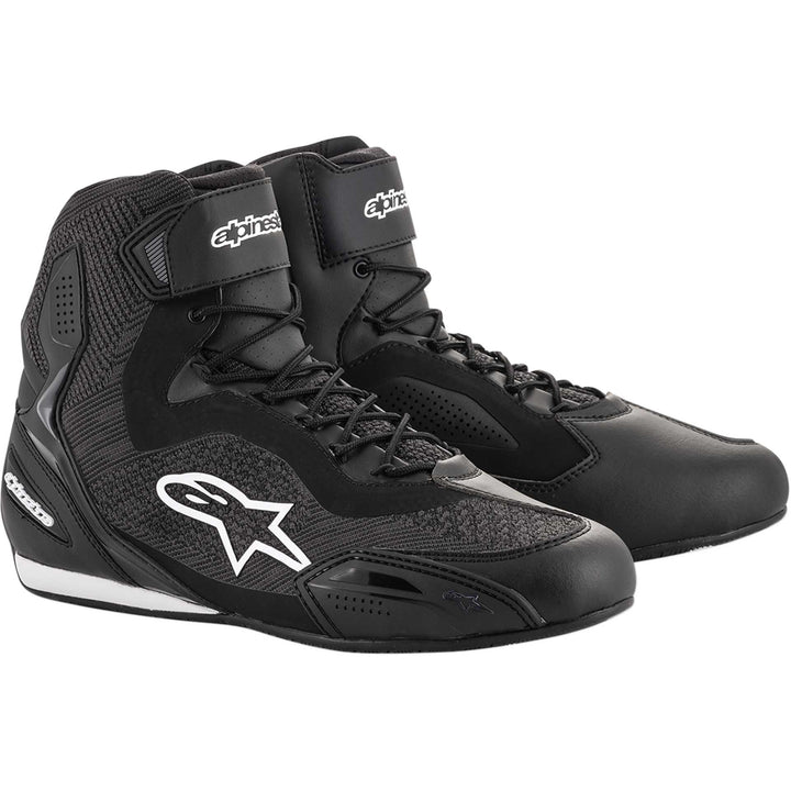 Alpinestars Faster-3 Rideknit Shoes Black - Front Side View of Pair