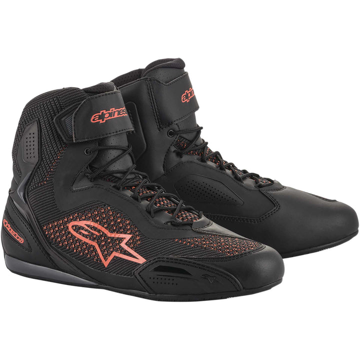 Alpinestars Faster-3 Rideknit Shoes Black/Red - Front Side View of Pair
