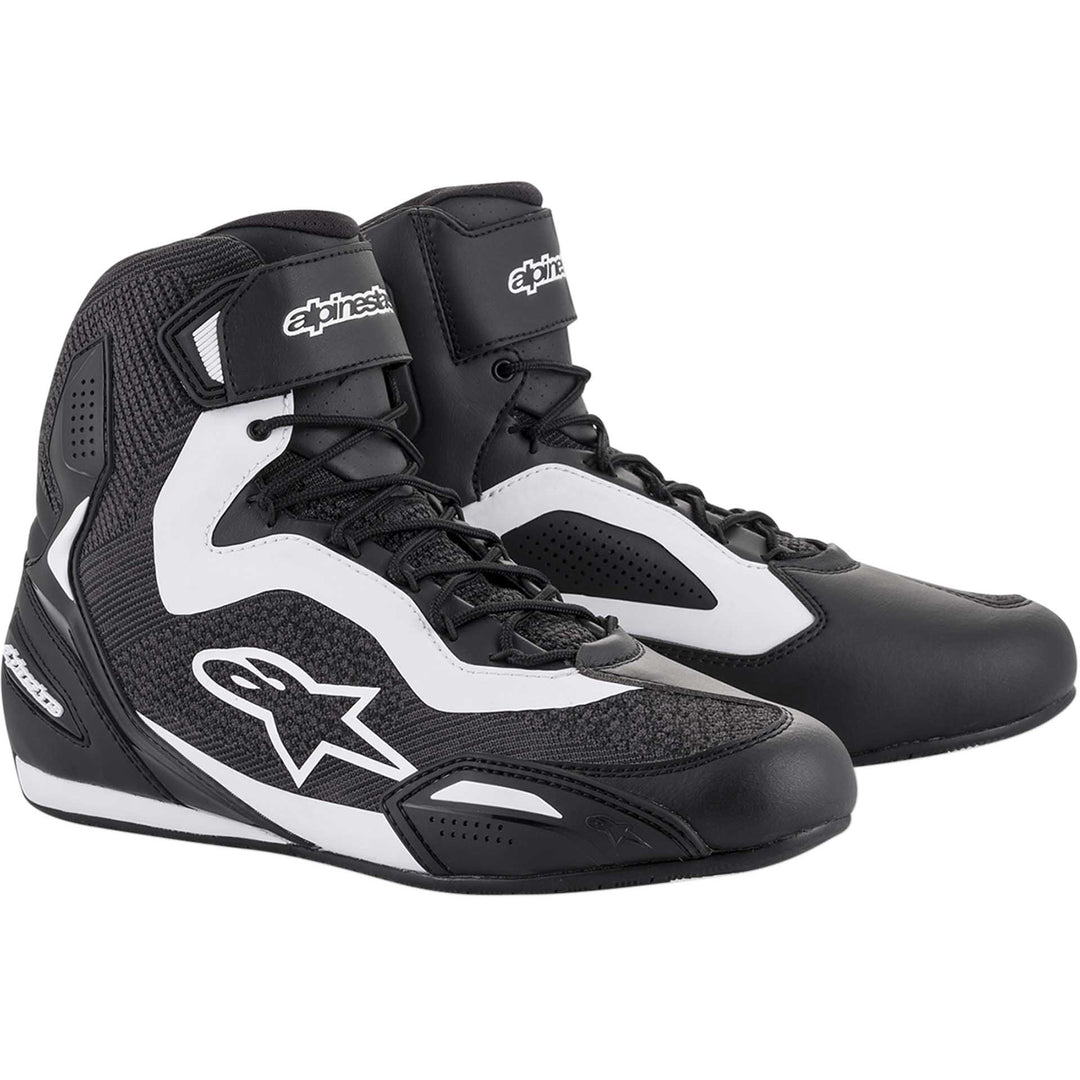 Alpinestars Faster-3 Rideknit Shoes Black/White - Front Side View of Pair