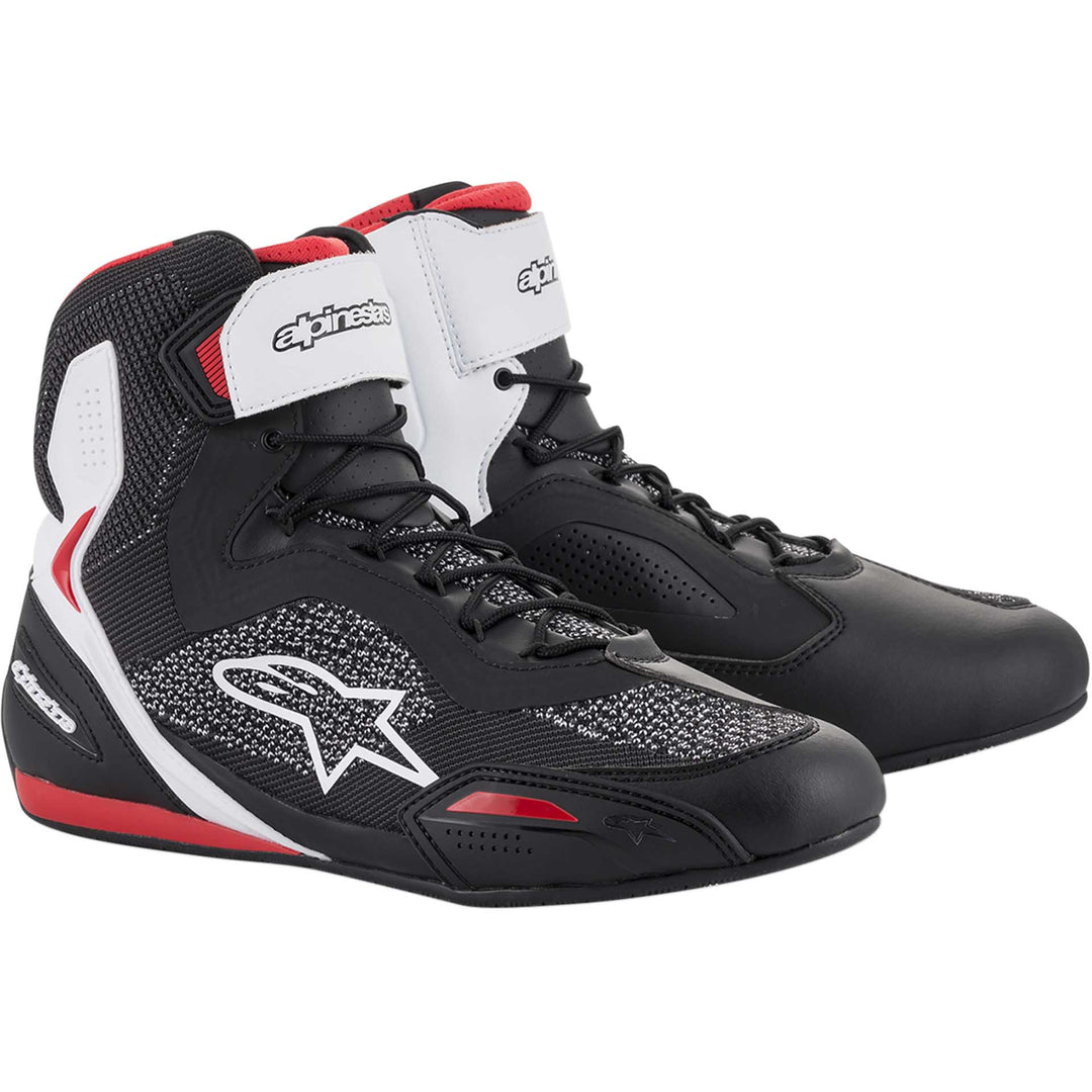 Alpinestars Faster-3 Rideknit Shoes Black/White/Red - Front Side View of Pair