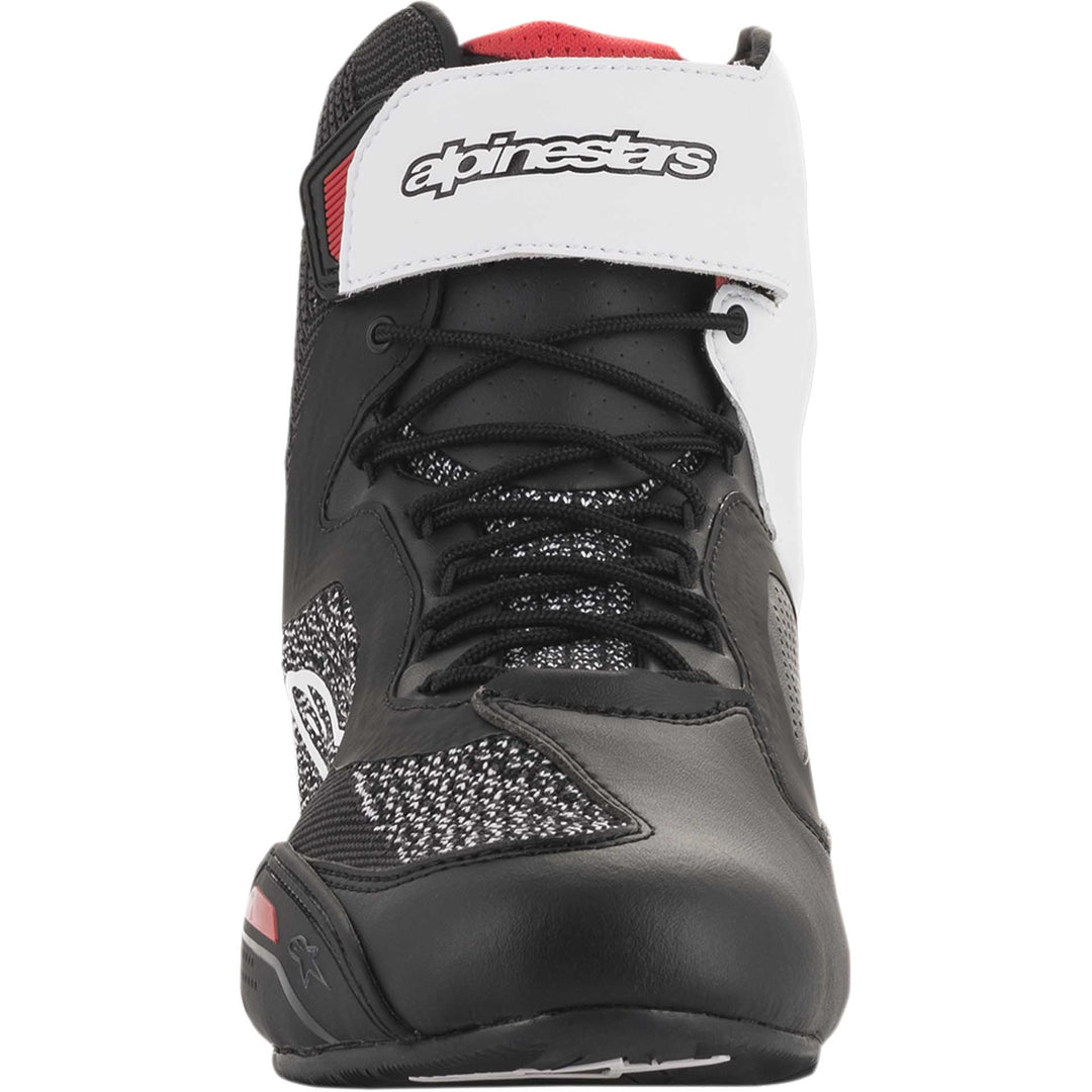 Alpinestars Faster-3 Rideknit Shoes Black/White/Red - Front View