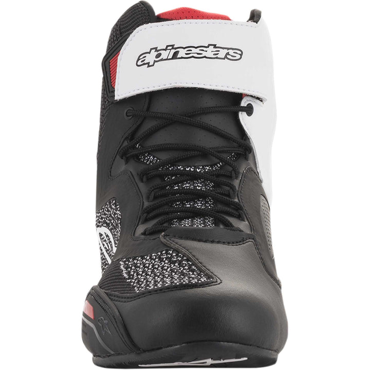 Alpinestars Faster-3 Rideknit Shoes Black/White/Red - Front View