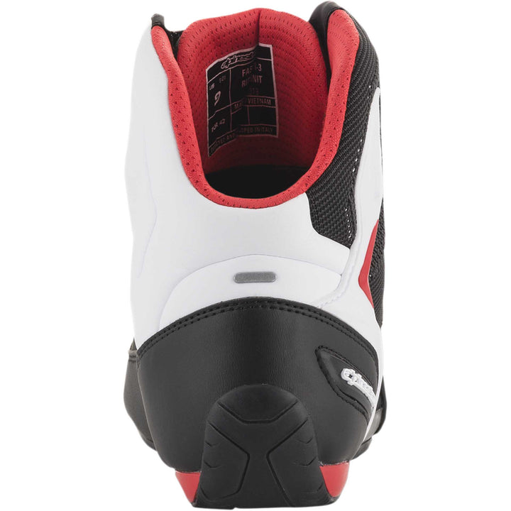 Alpinestars Faster-3 Rideknit Shoes Black/White/Red - Rear View