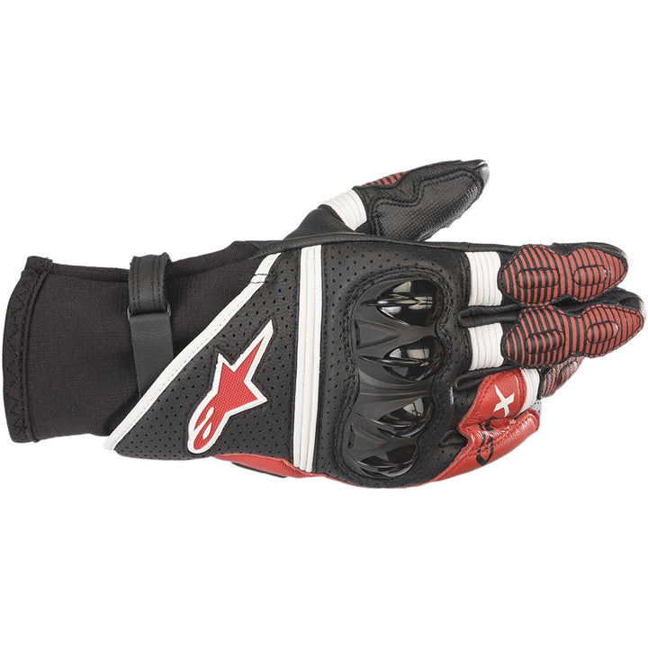 Alpinestars GPX V2 Gloves Black/White/Red - Back of Hand View