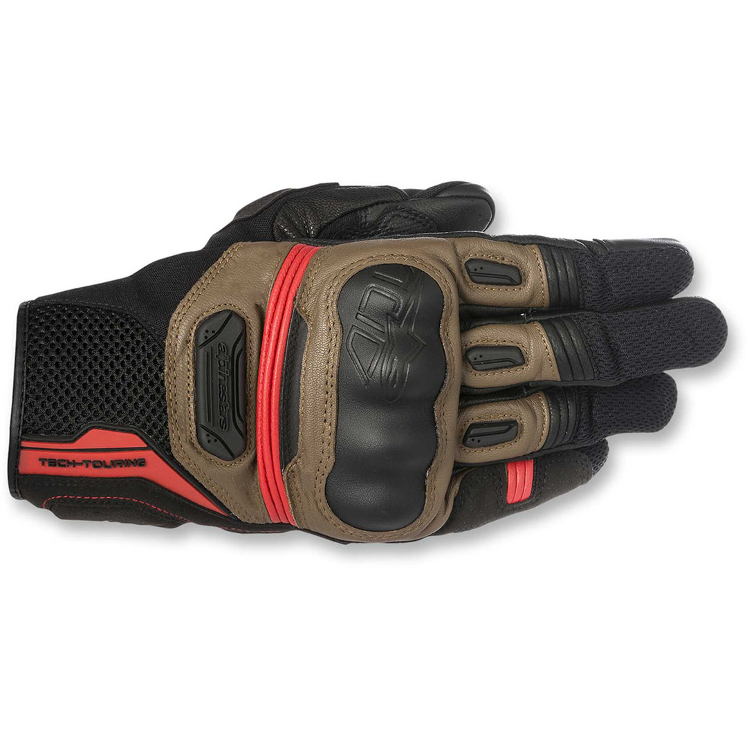 Alpinestars Highlands Gloves Black/Brown/Red - Back of Hand View