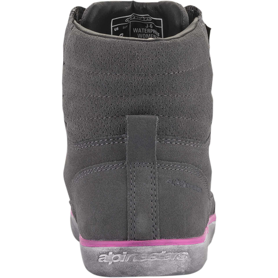 Alpinestars J-6 Waterproof Women's Shoes Gray/Pink - Rear View