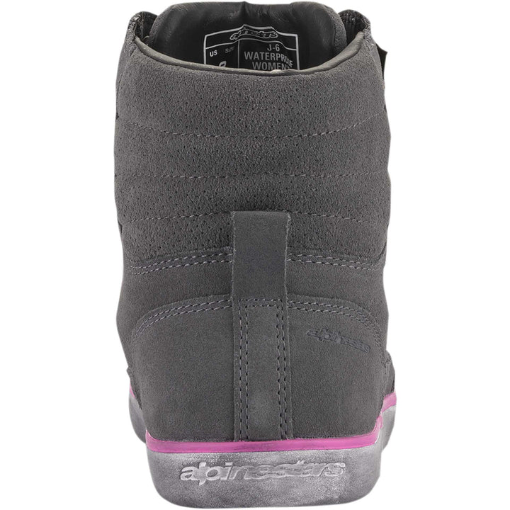 Alpinestars J-6 Waterproof Women's Shoes Gray/Pink - Rear View