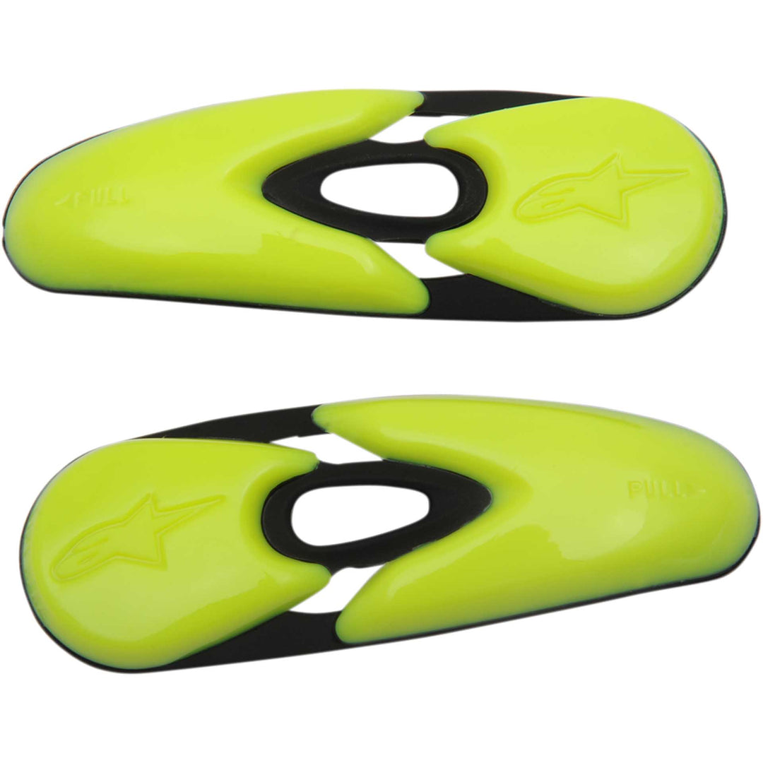 Alpinestars Motorcycle Replacement Boot Toe Sliders Black/Yellow - Flat View of Pair