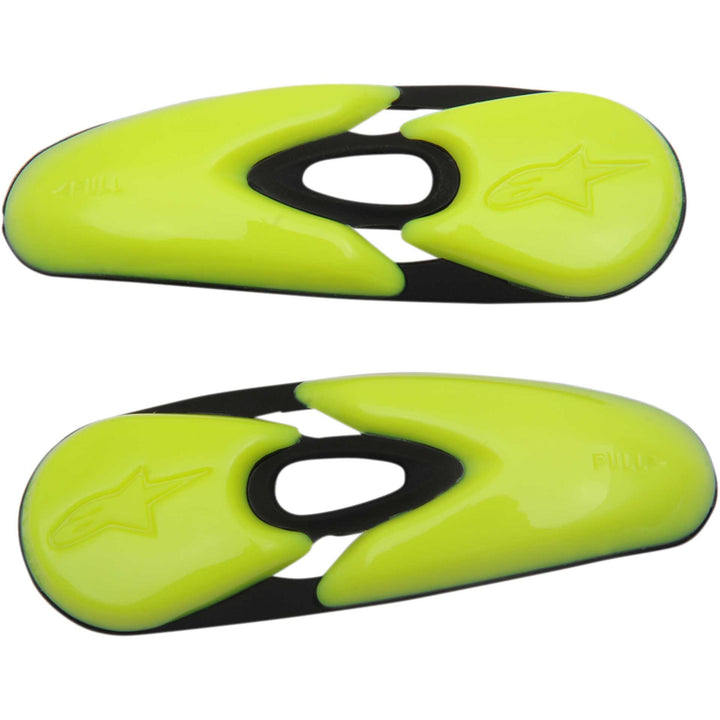Alpinestars Motorcycle Replacement Boot Toe Sliders Black/Yellow - Flat View of Pair