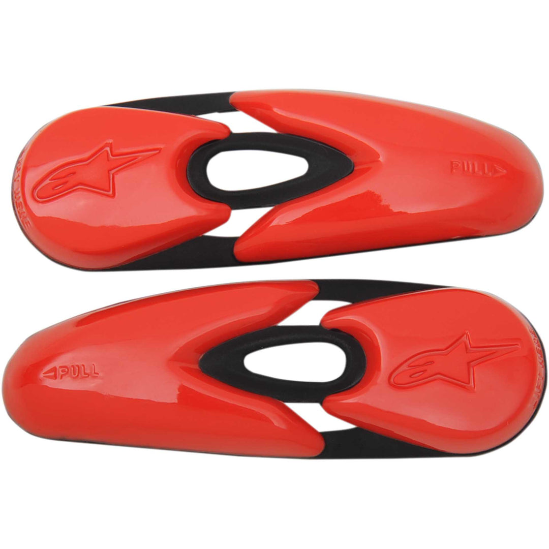 Alpinestars Motorcycle Replacement Boot Toe Sliders Red - Flat View of Pair