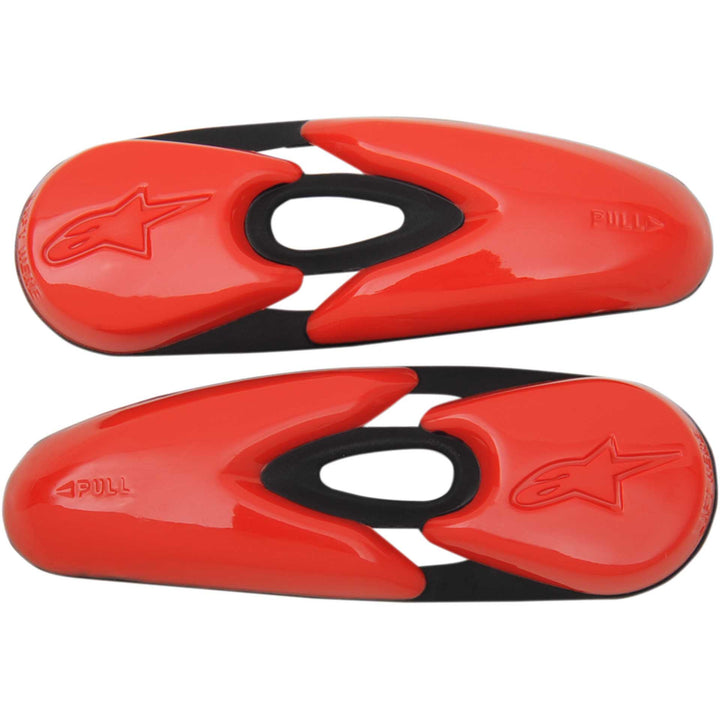 Alpinestars Motorcycle Replacement Boot Toe Sliders Red - Flat View of Pair