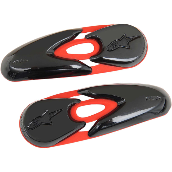 Alpinestars Motorcycle Replacement Boot Toe Sliders Red/Black - Flat View of Pair