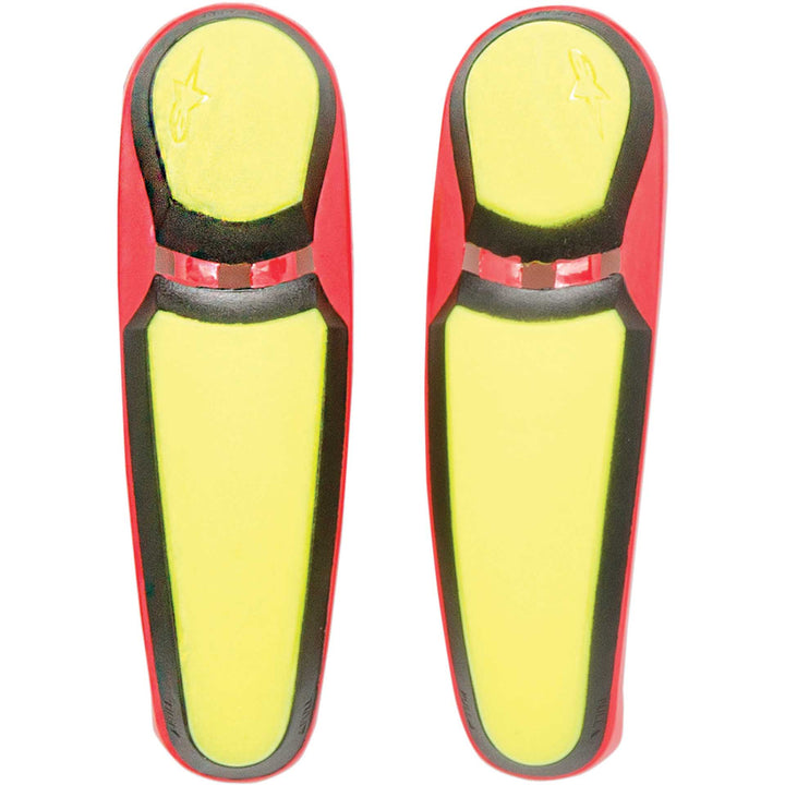 Alpinestars Motorcycle Replacement Boot Toe Sliders - SMX Plus 2011 Yellow/Red - Flat View of Pair