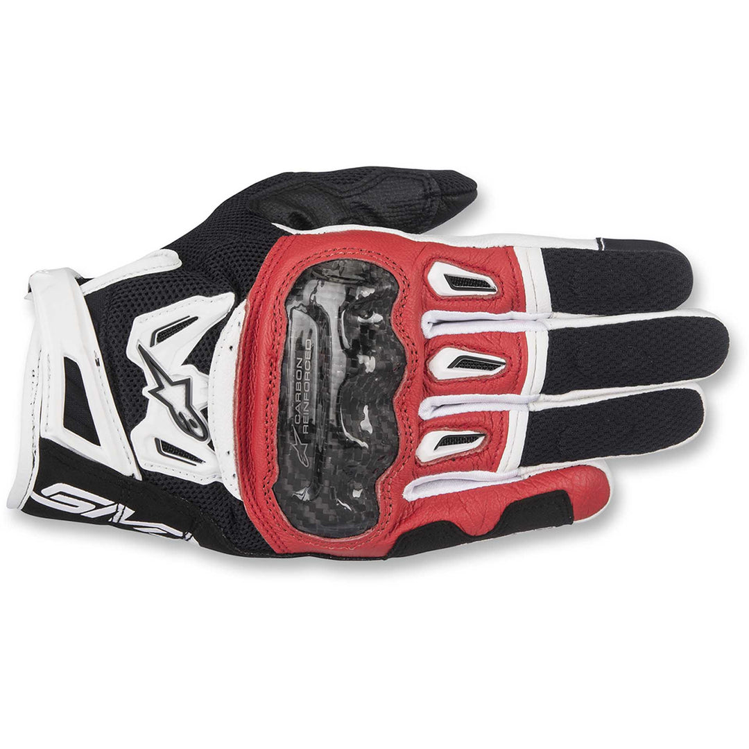 Alpinestars SMX-2 Air Carbon V2 Gloves Black/Red/White - Back of Hand View