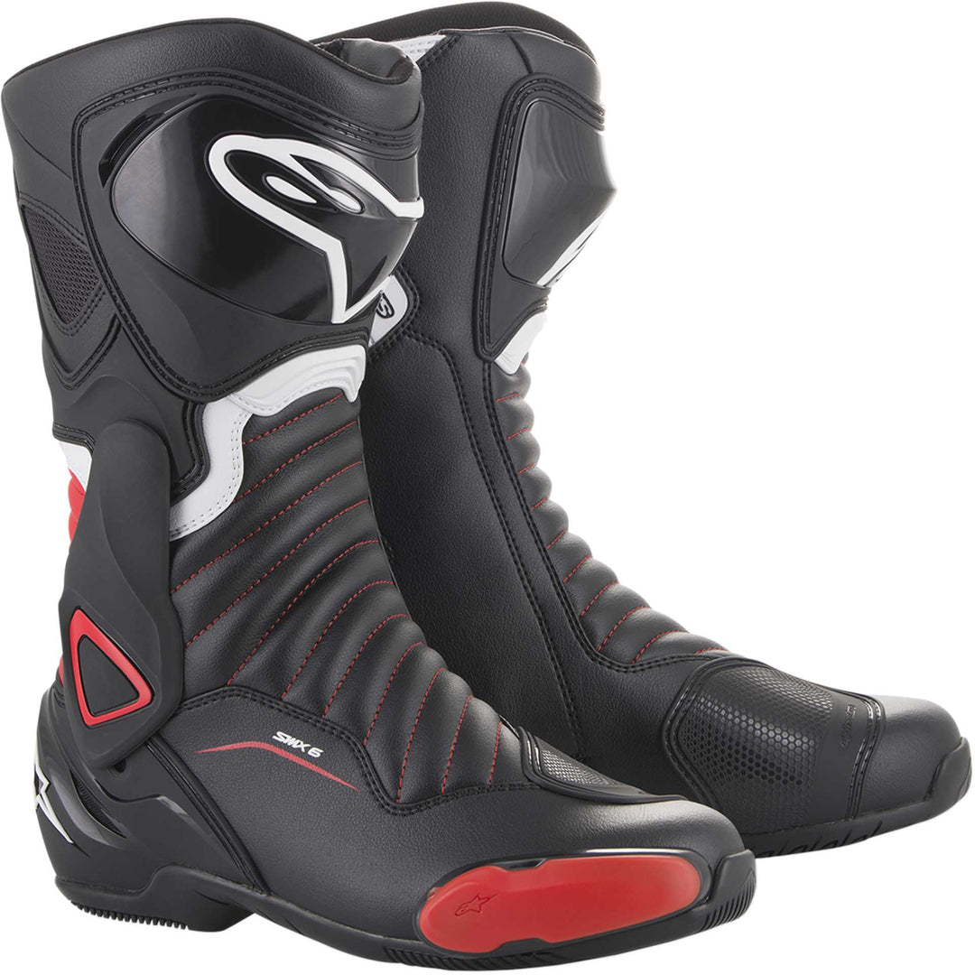 Alpinestars SMX-6 v2 Boots Black/Red - Front Side View of Pair