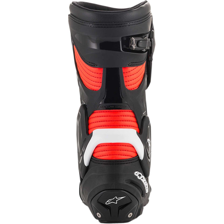 Alpinestars SMX Plus Boots Black/White/Red Fluorescent - Rear View