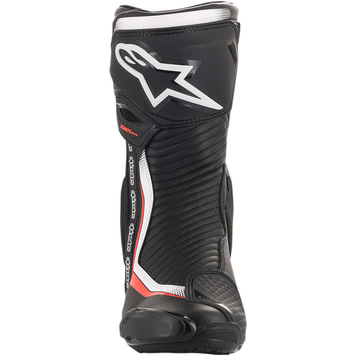 Alpinestars SMX Plus Boots Black/White/Red Fluorescent - Front View