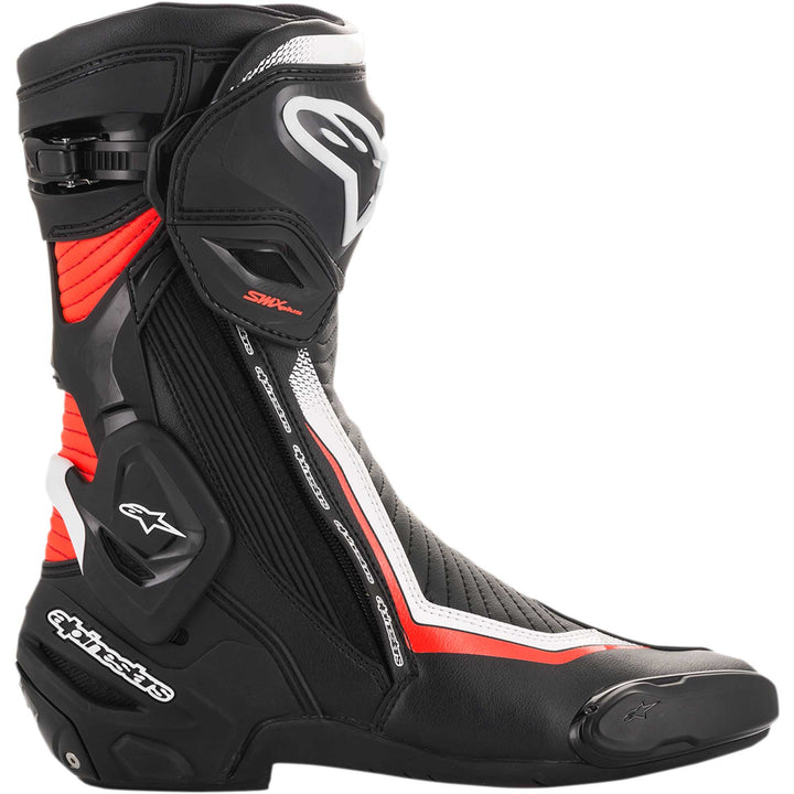 Alpinestars SMX Plus Boots Black/White/Red Fluorescent - Outer Side View