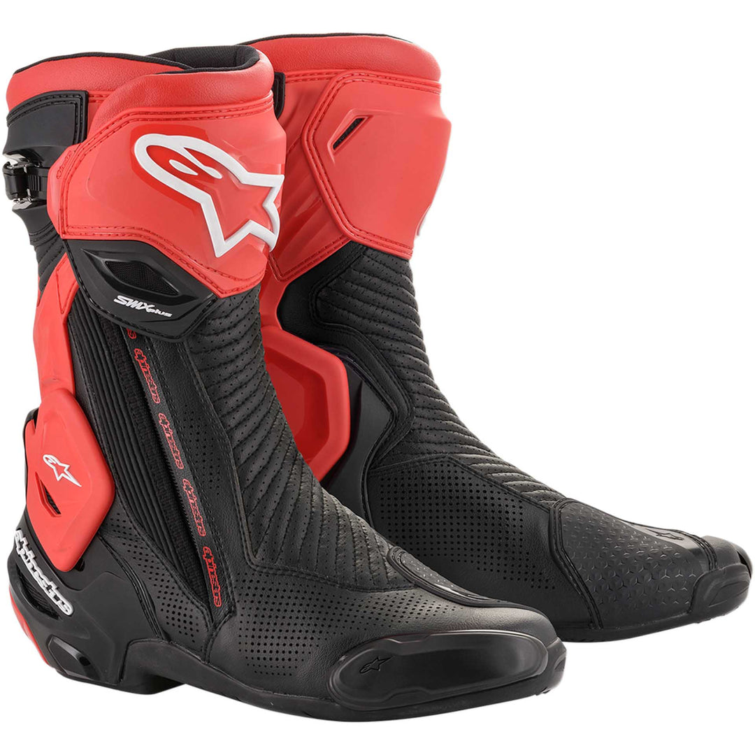 Alpinestars SMX Plus Vented Boots Black/Red - Front Side View of Pair