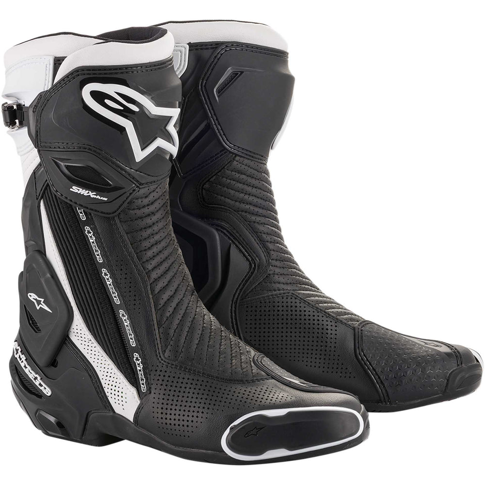 Alpinestars SMX Plus Vented Boots Black/White - Front Side View of Pair