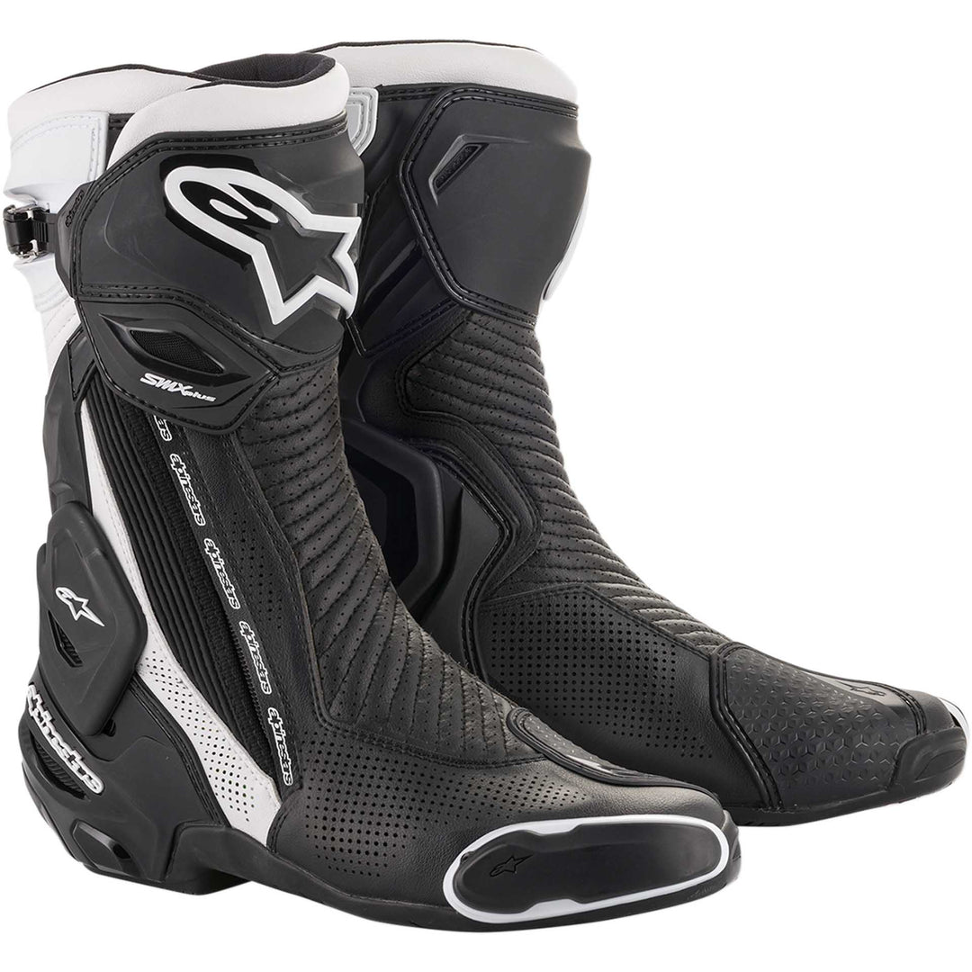 Alpinestars SMX Plus Vented Boots Black/White - Front Side View of Pair
