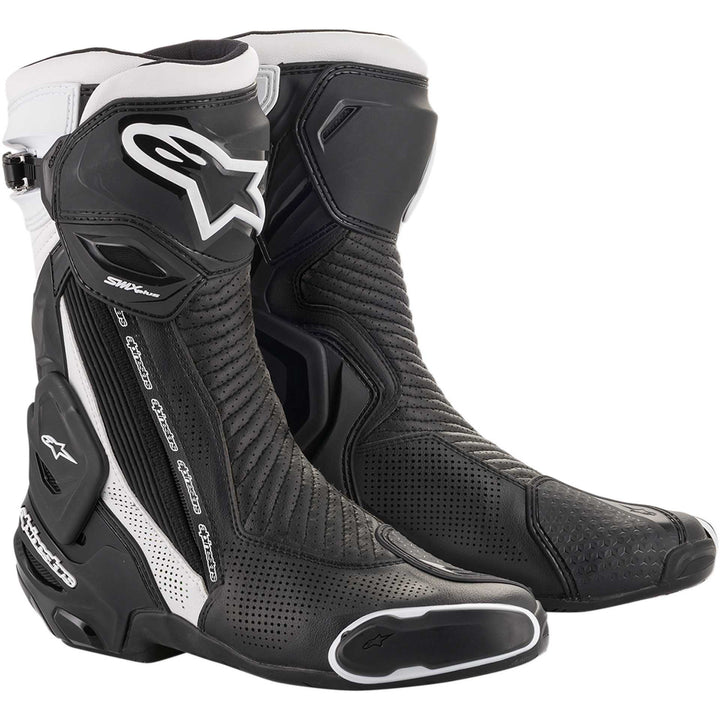 Alpinestars SMX Plus Vented Boots Black/White - Front Side View of Pair